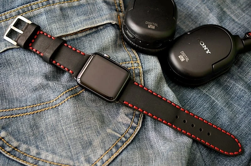 AWBF90-D123 handgefertigt Vintage Leder Uhrenarmband incl. Lugs Adapter für Apple Watch (oder Apple Watch Sport) 42mm oder 38mm – Bild 4